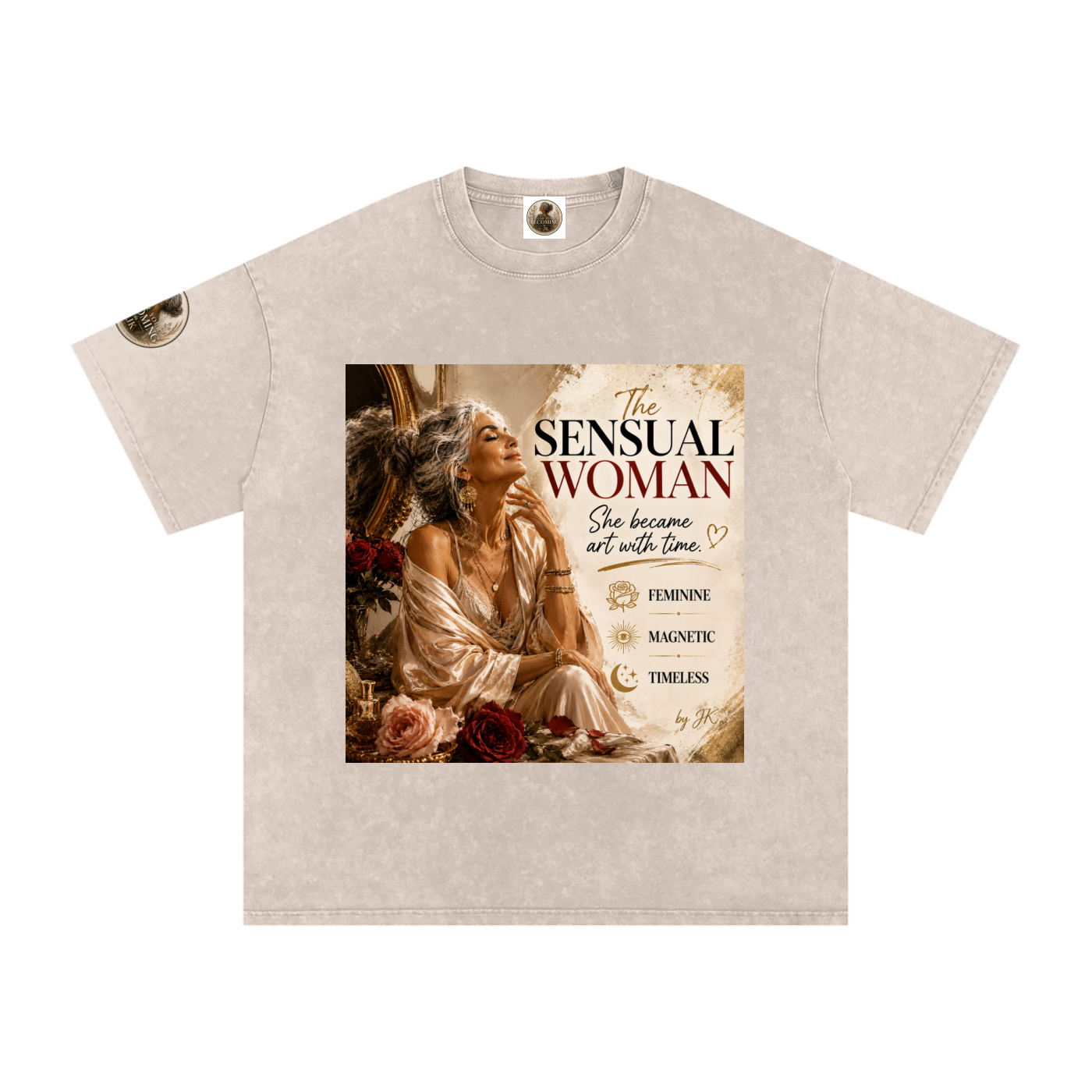 The Sensual Woman, Snow Washed Oversized Cotton T-Shirt, Vintage style