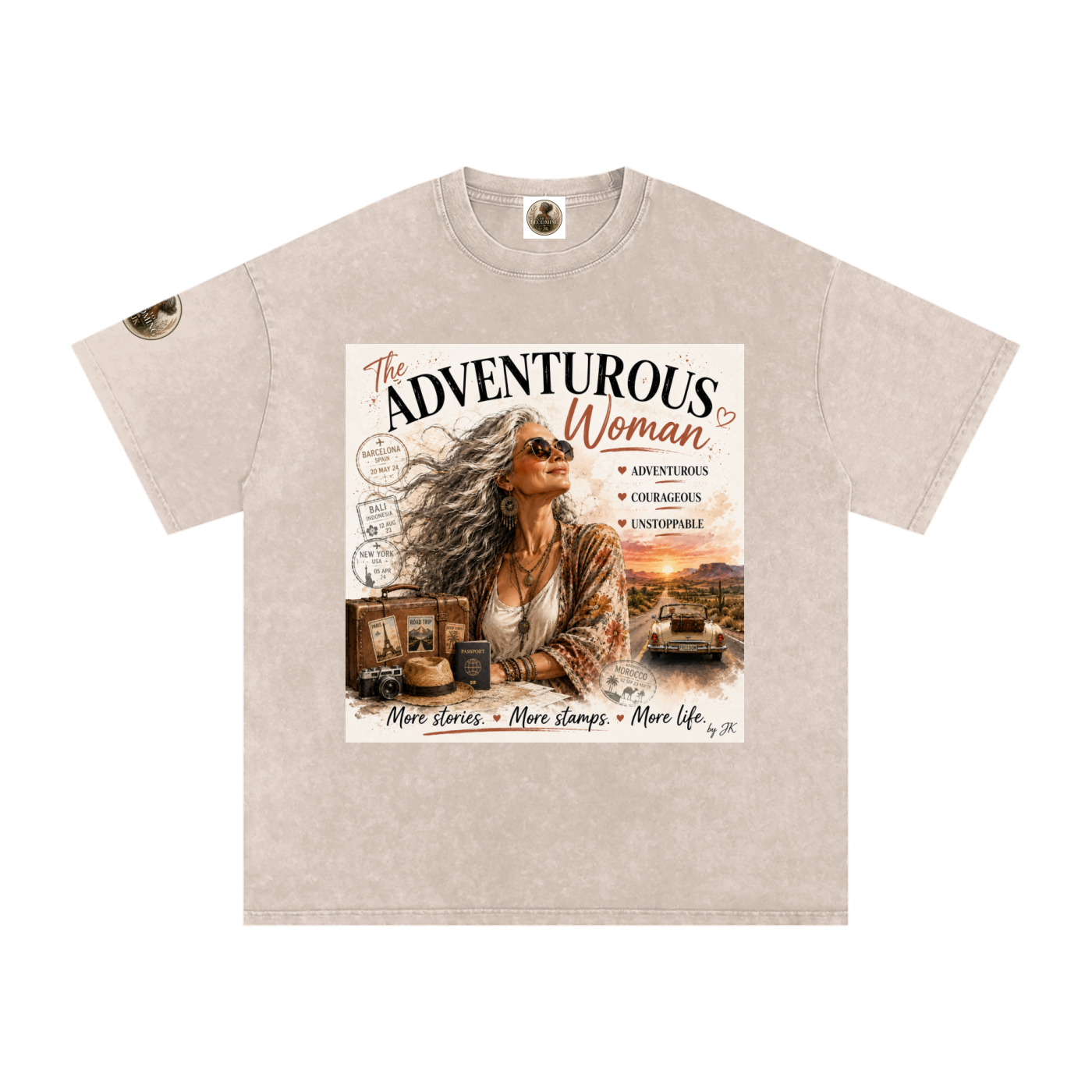 The  Adventurous  Woman, Vintage Style Snow Washed Oversized Cotton T-Shirt