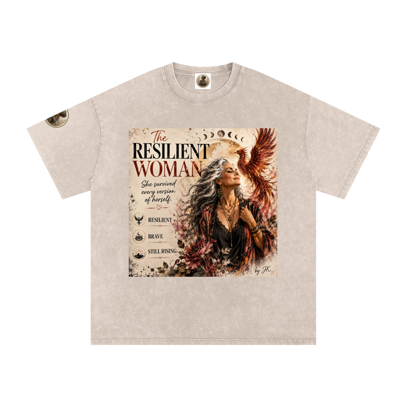 The Resilient Woman, Snow Washed Oversized Cotton T-Shirt, Vintage style