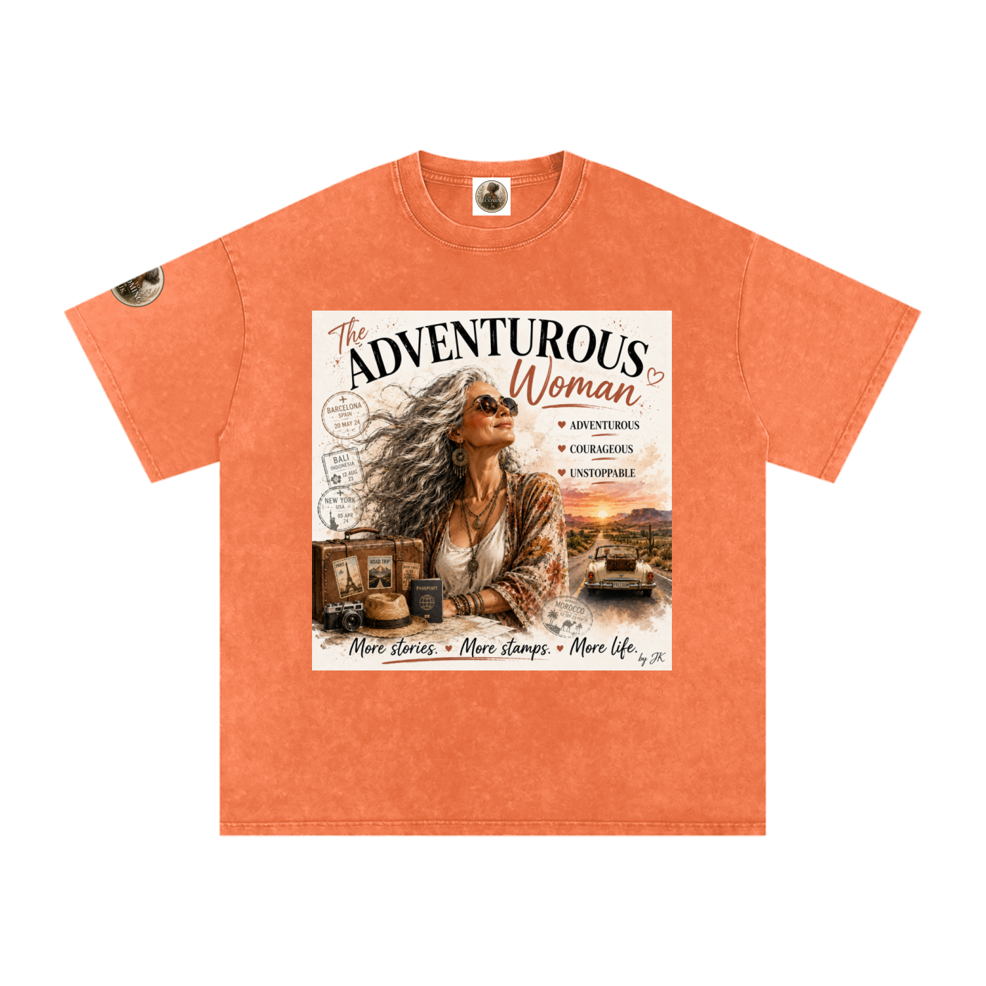 The  Adventurous  Woman, Vintage Style Snow Washed Oversized Cotton T-Shirt