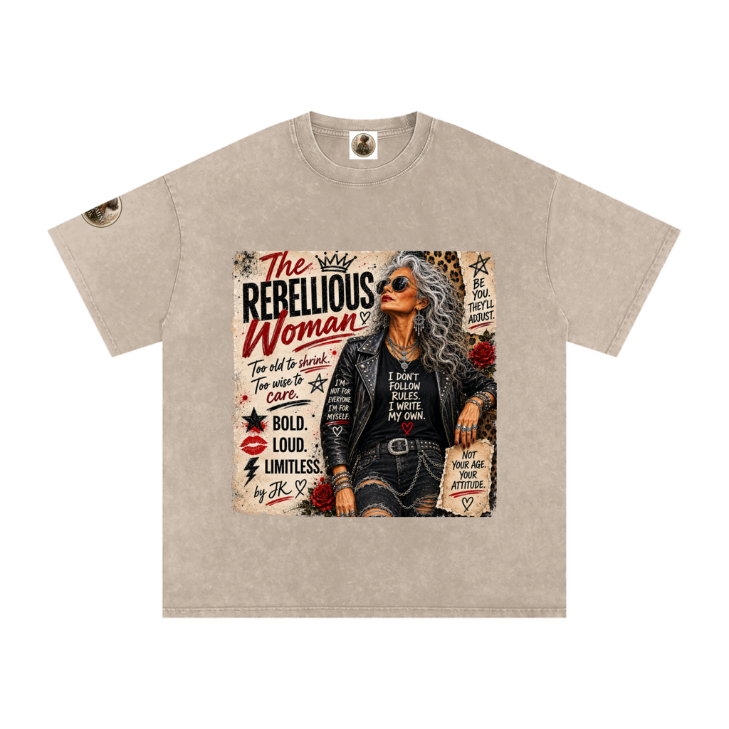 The Rebellious Woman -Snow Washed Oversized Cotton T-Shirt Vintage style