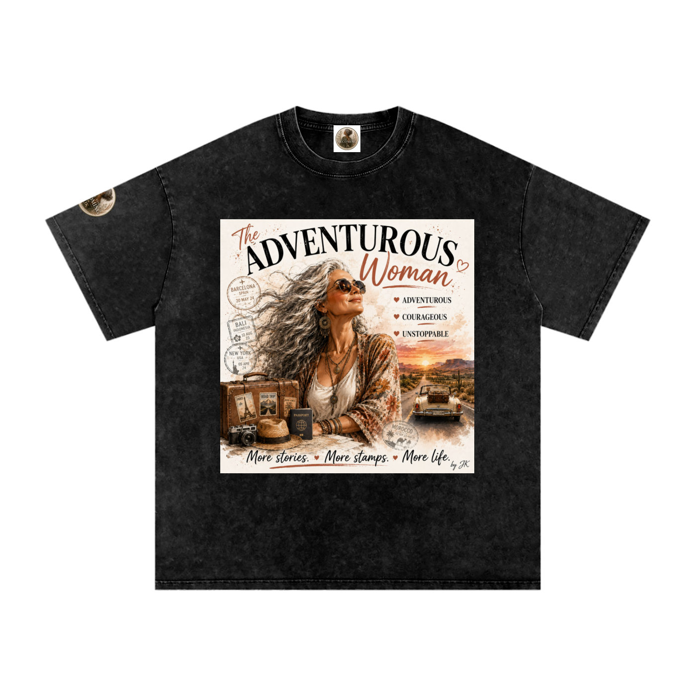 The  Adventurous  Woman, Vintage Style Snow Washed Oversized Cotton T-Shirt