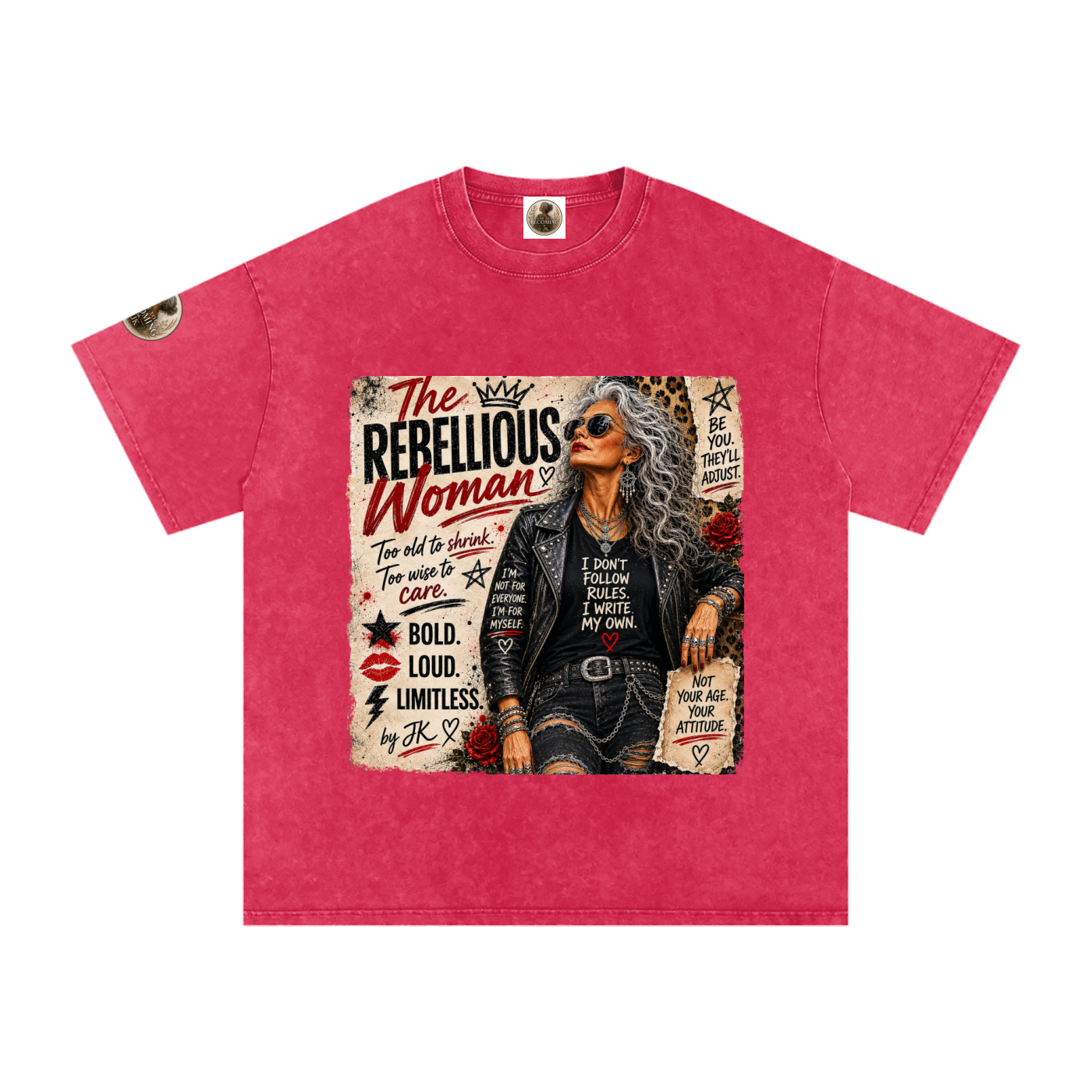 The Rebellious Woman -Snow Washed Oversized Cotton T-Shirt Vintage style