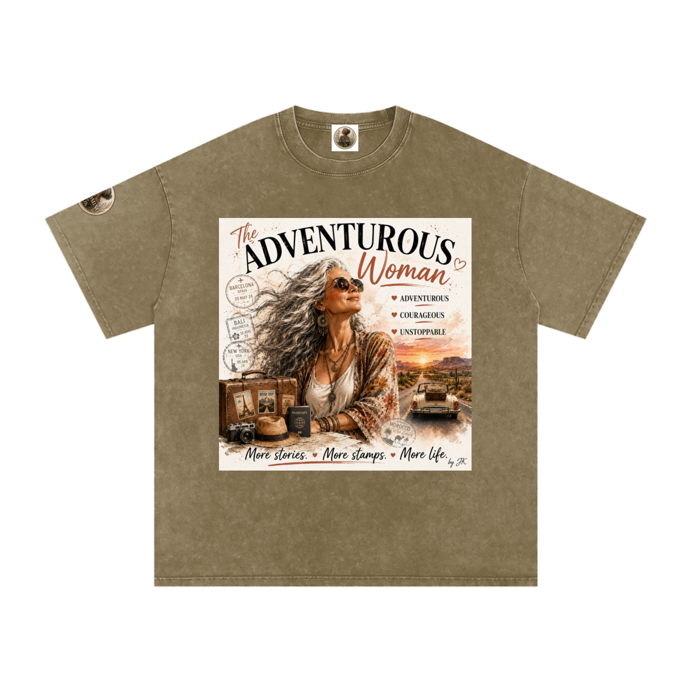 The  Adventurous  Woman, Vintage Style Snow Washed Oversized Cotton T-Shirt
